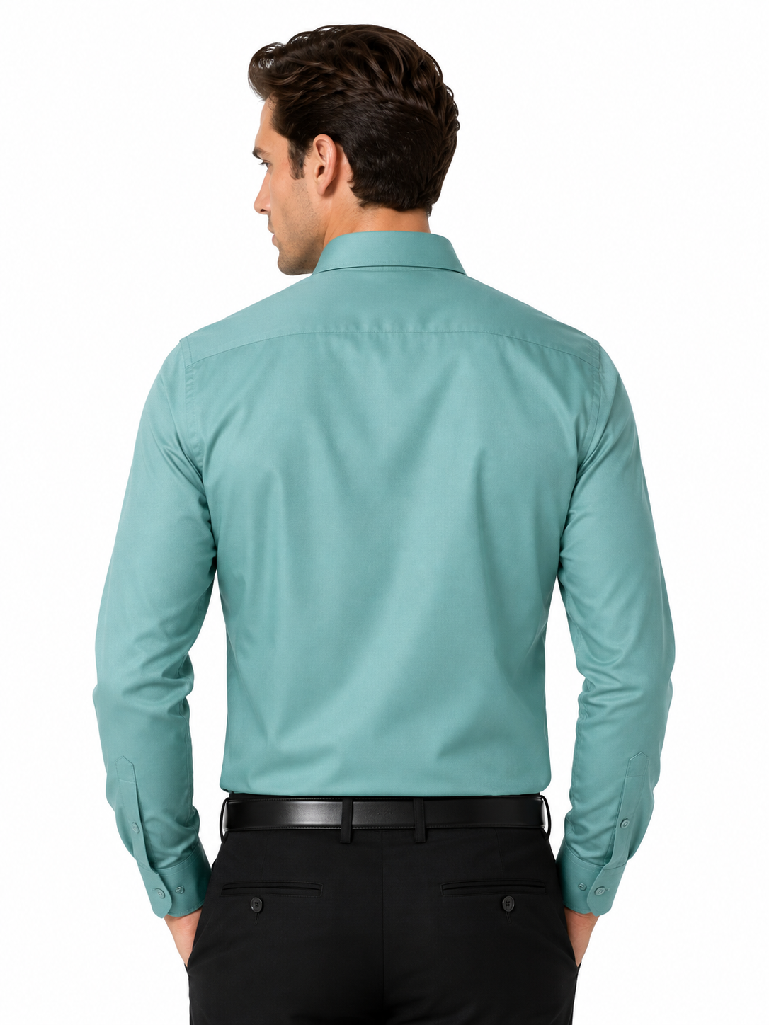 Slim Fit Satin stretchable Plain Shirt light green