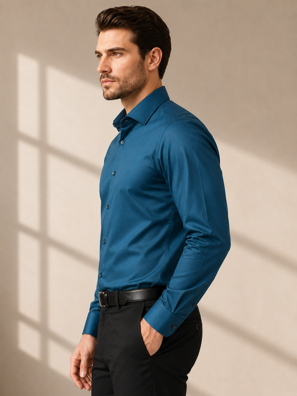 Slim Fit Satin stretchable Plain Shirt