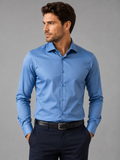 Classic fit plain sky Blue satin lycra shirt