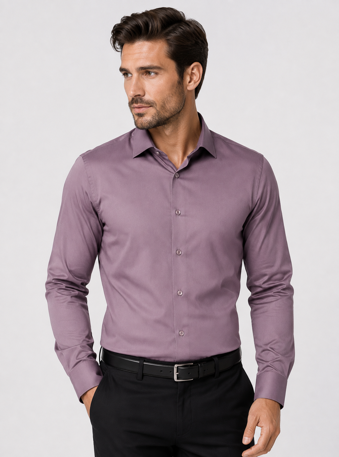 Slim Fit Satin stretchable Plain Shirt