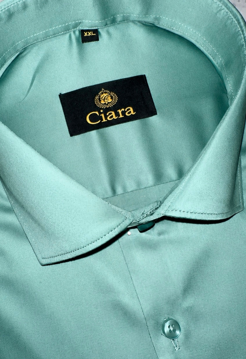 Slim Fit Satin stretchable Plain Shirt light green