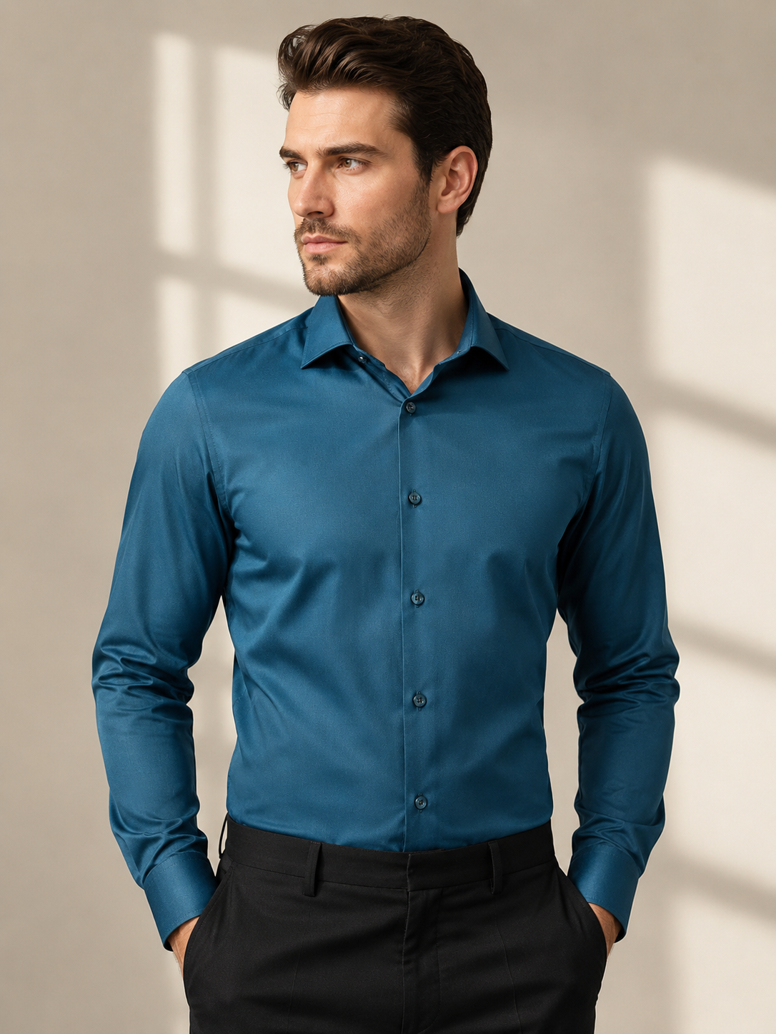 Slim Fit Satin stretchable Plain Shirt