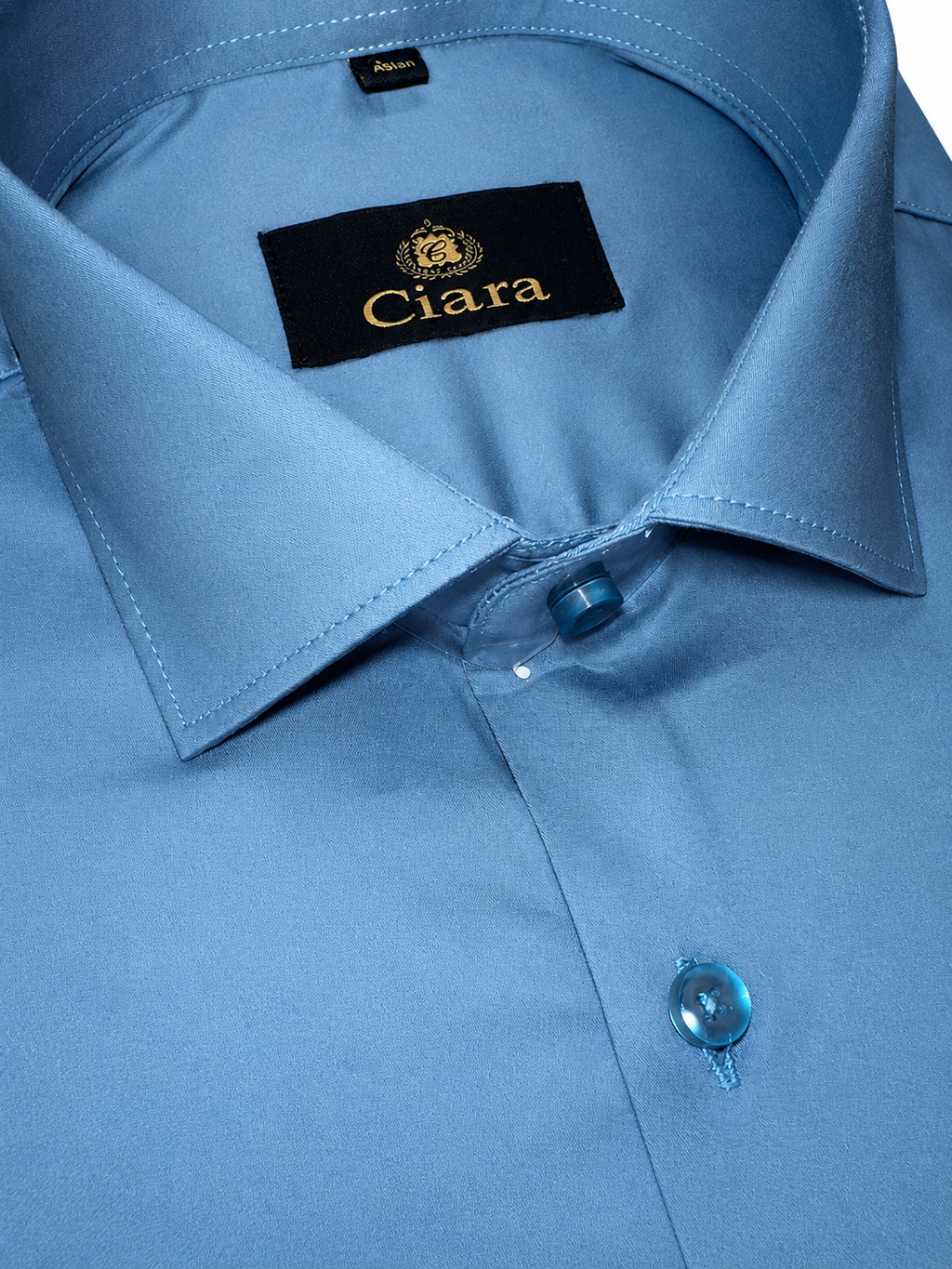 Classic fit plain sky Blue satin lycra shirt
